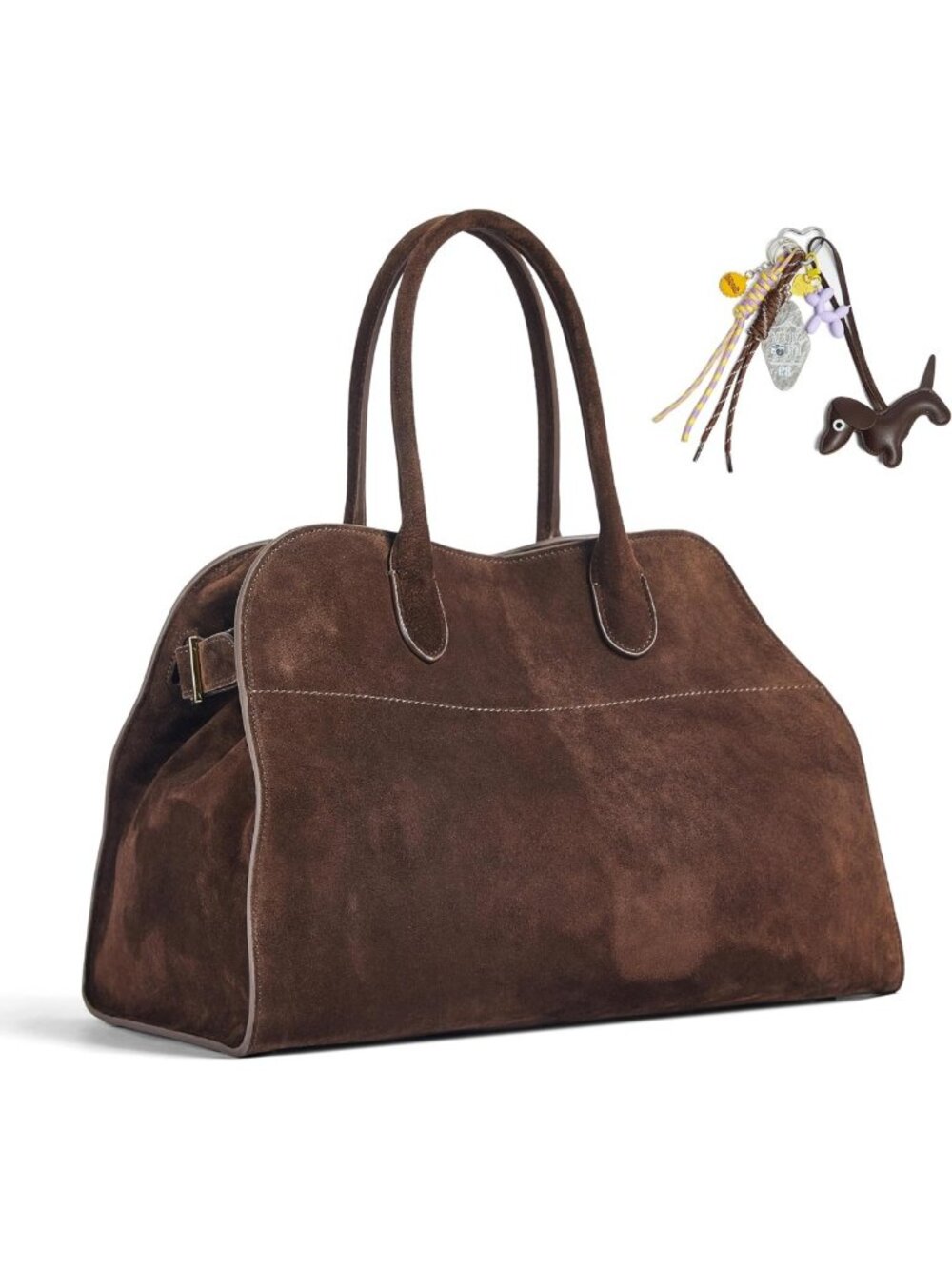Chic Faux Suede Hobo Bag for Women, Spacious 15"-17" Handbag in Brown